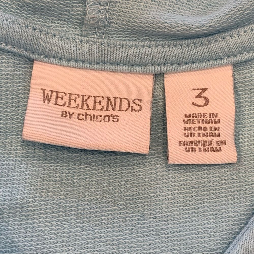Weekends by Chicos Blue Hooded Pullover Size XL - Picture 5 of 10